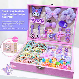355Pcs Jepit Rambut Anak Kotak Hadiah Set Kelinci Merah Muda Karakter Kartun Lucu Aksesoris Fashion Anak Gaya korea Accesories