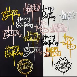 Brightbling 10PCS Happy Birthday Cake Toppers Acrylic Cake Topper Happy Birthday Topper Cake Decoration