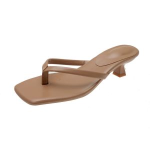 Size 35-42 Fashionable Clip On Slippers New Square Toe Slim Heel Sandals for Women