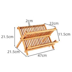 COD NaturHome Kitchen Wooden Cutlery Rack Dish Rack Kitchen Foldable Drain Rack Drainer Tableware Storage Rack