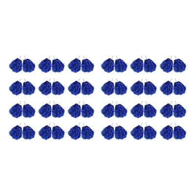 (LJ3W) 48Pcs Cheerleading Pom Poms Metallic Foil Cheer Pom Poms with Plastic Handle for Adults Kids Cheerleaders Party Blue