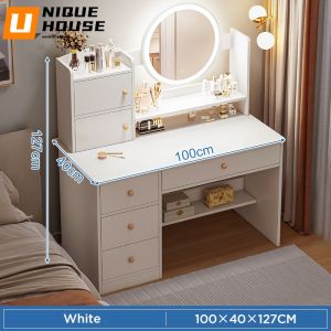 Dressing Table with Mirror LED Meja Solek Murah Meja Makeup Comestic Table Set Makeup Table With Drawer Cosmetic Table Bedroom Table Desk Vanity Table