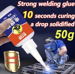 KK Metal Welding Glue 50g Waterproof Super Glue All Purpose Multifunctional Glue Rubber Tire Repair Shoe Glu MetakKK Welding Repair 10 Seconds Fast Curing Transparent and Non-toxic Lasting Stickiness Super Glue for Plastic and Metal Strong Glue Soldering