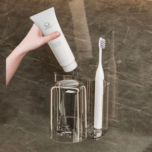 Giá Để Bàn Chải Kem Đánh Răng Kèm Cốc Súc Miệng Dán Tường hiện đại sang trọng gọn gàng Vuadienmay
