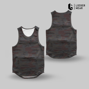 Kaos Sleeveless Baju Singlet Pakaian Olahraga Tanpa Lengan Tank Top Dengan Kantong Sport Motif Camo Army Gym Fitness Basket Lari Running Training Jogging Pria Laki Laki