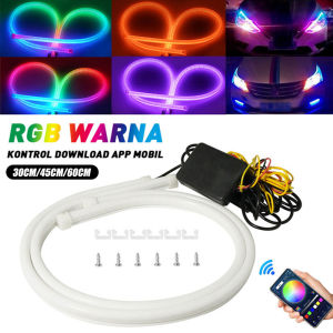 2Pcs LED DRL Car Daytime Running Light APP Control Flexible RGB Auto Flowing Turn Signal Light