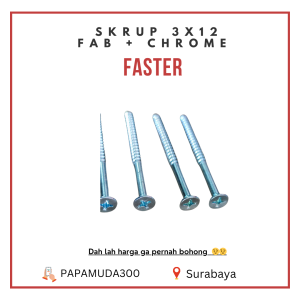 Skrup Kusen Aluminium 3 x 12 Sekrup Kusen Aluminium 3x12 FAB + Kilap