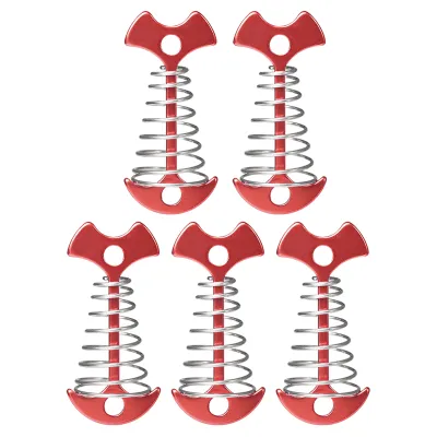 Heavy-duty Tent Stakes Tent Ground Pegs 5pcs Tent Spring Buckles Non-slip Fishbone Rope Tightener for Secure Camping Rustproof Corrosion Resistant Adjustable Cord Tensioner