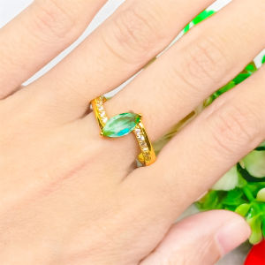 COD Jewelry Cincin Terbaru Fuji Wanita Korea Cincin Titanium Anti Karat Zirkon Berlapis Emas 18K Gold Aksesoris Elegant Fashion Mewah Hadiah Pernikahan