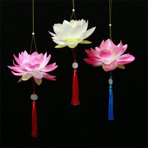 NCNC(okdeals01) 纸灯笼 paper lantern 中秋节 Lovely Party Supplies Portable Chinese Glowing Lotus LED Lantern Mid-Autumn Lantern Lotus Light Festival Lantern