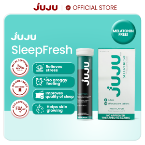 JUJU SleepFresh - Kiwi Flavor 1 Box (30 Tablets) for Better Sleep Quality and Skin Renewal! Melatonin-Free