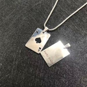 Stainless Steel Ace Pendant Men Necklace Ace Poker Card Necklace For Men Boys
