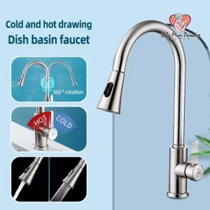 Faucet Kitchen Basin Tap 360°Swivel Pull Out Faucet Sink Water Tap Sensor