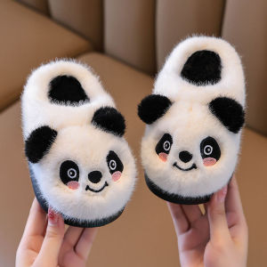 {READY STOCK}{READY STOCK}Childrens Cotton Slippers Indoor Home Furry Autumn Winter Slippers Winter Cotton Shoes Boys Girls Thick Sole Parent-Child Slippers