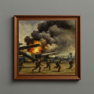Tranh Nghệ thuật "Tấn Công Sân Bay Tân Sơn Nhất 2" VIETSMART ART - Acrylic 40 x 40cm