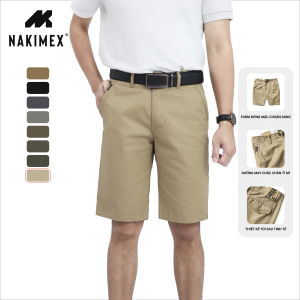 Quần Short Kaki Nam Trung Niên Màu Kem Vàng Vải Dày Dặn Mềm Không Nhăn Không Xù Lông Mặc Thoải Mái
