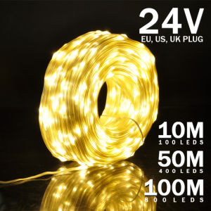 10M/50M/100M 24V LED Fairy Light Waterproof Outdoor Christmas Light Fairy String Lights 8 Modes Decorative Lights For Garden Mall Eaves [Welight Up]
