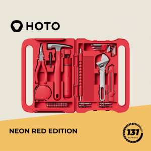 HOTO NEON RED Electric Screwdriver Tool Kit 3 Point 6V Cordless Driver 40 in 1 Hardware Case DIY Repair Kit