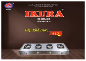 Bếp gas 4 lò IKURA mặt Inox - Phù hợp quán ăn - Nhà hàng