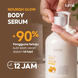 Lume Nourish Glow Body Lotion Serum Mencerahkan Brightening Whitening Pencerah Pemutih Badan Shea Butter Lumecolors Bpom