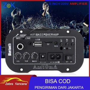 (Dikirim Dari Jakarta) 5 Inch Multi-Fungsional Kartu Amplifier Digital Bluetooth Rumah Mobil 12V/24V/220V Amplifier Bluetooth 2.1 Hi-Fi Bass Power Home Auto Stereo Subwoofer Penguat Suara Speaker