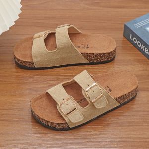 2024 New style korea Plush surface two strap flat sandals for women Summer beach Slippers for women