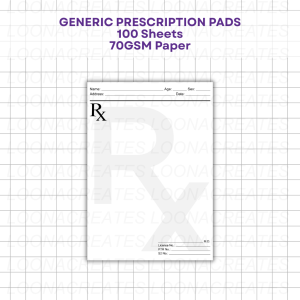 Prescription Pads Generic RX Med Cert Lab Request Pads | Size A5 100 Sheets | Loona Creates