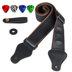 Comfortable Guitar Strap Nylon Adjustable for Acoustic and Electric Use for Ukulele Bass with Pick Pocket