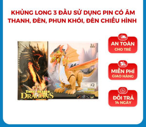 Đồ chơi khủng long pin 3 đầu kích thước siêu lớn siêu khủng tặng pin đồ chơi siêu ngầu cho bé di chuyển như thật phun khói di chuyển phát âm thanh chiếu đèn led vỗ cánh cho bé