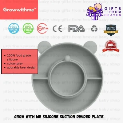 GROW WITH ME SILICONE SUCTION DIVIDED PLATE GREY