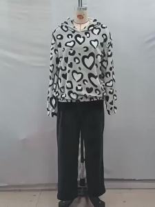 2026 New Womens Winter Pajamas Printed Hooded Set Casual Trendy Plush Warm Long Sleeve Long Pants Loungewear