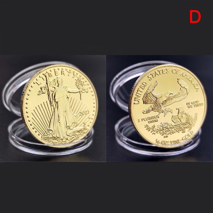 [Lowest Sale] American Statue of Liberty Eagle Coin Gold Silver Plated ...
