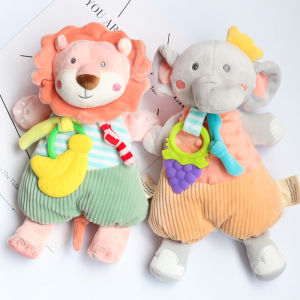 ของเล่นเด็กสำหรับกัดเล่นของเล่นตุ๊กตาช้างรูปสัตว์สิงโตกระต่ายน่ากอด
