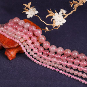 Natural Stone Strawberry Quartz Beads 4/6/8/10/12MM Round Crystal Beads For Jewelry Making DIY Couple Bracelet Necklace