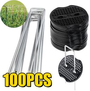 U-type Garden Staples Heavy-duty Fence Tubing Stakes Sod Pins Galvanized Landscape Spike for Holding Lawns Barrier Ground Nail