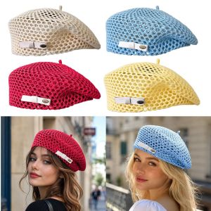 MODERNLUX Summer Beret Hat Hollow Out Breathable Sunscreen Hat Fashion Thin Painter Cap for Women