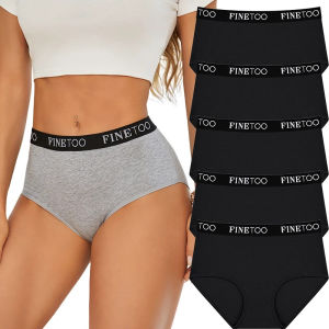 5Pcs/Set Womens Cotton High Waist Briefs Seamless Plus Size Panties Breathable Stretch Underwears Female Soft Lingerie Finetoo