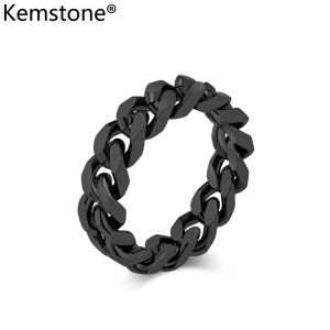 Kemstone แหวนใส่ได้ทั้งชายและหญิงสแตนเลสสตีลสำหรับผู้ชายแหวนเครื่องประดับชุบทองผู้หญิง