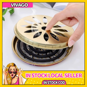 Home Steel Mosquito Coil Tray W/Cover Fire-proof Mosquito Coil Box Serrated Mosquito Coil Holder