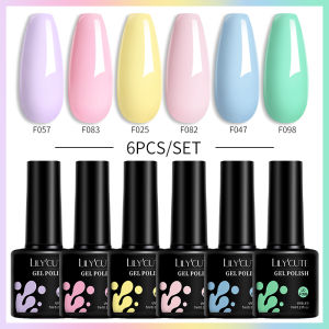 6PC/SET Macaron Gel Polish Set Summer Neon Vernis Semi Permanent Colorful Gel Varnish Soak Off UV LED Nail Art Gel Varnishes Kit