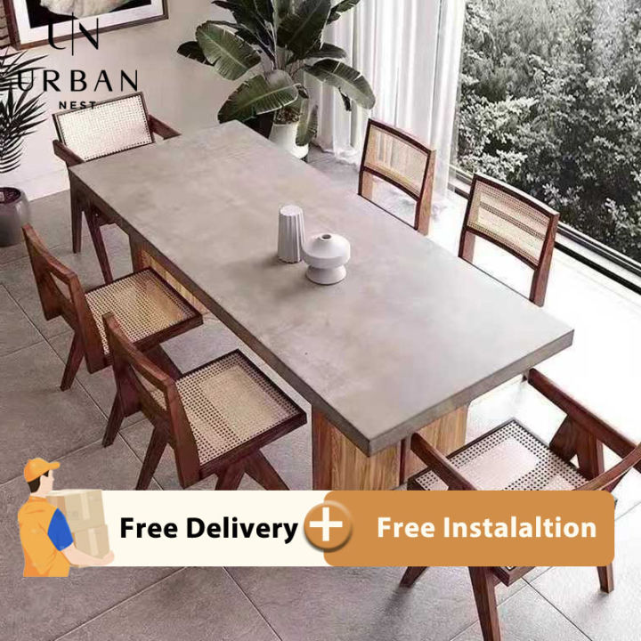 Nordic Solid Wood Dining Table 2.4m Retro Conference Table Dining Table ...