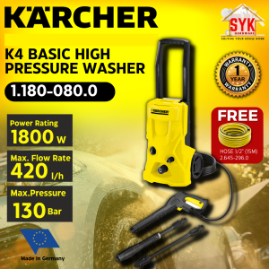 SYK KARCHER 11800800 130Bar K4 Basic High Pressure Washer Cleaner Machine Waterjet Mesin Cuci Kereta Lantai FREE GIFT