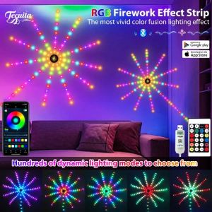 180 LED Firework Lights Music Sound Sync RGB Lights App Control Christmas Party Decoration Lights Strip