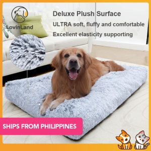 Lovinland Waterproof Dog Crate Bed With Removable Washable Cover Plush Faux Fur Pad for AllSize Dogs Fluffy Kennel Cat Bed Soft Plush Thick Pets Pads