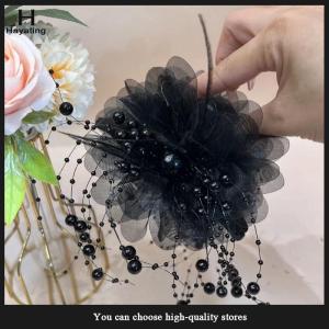 Hayating Fashion Mesh Flower Hair Claw Women Shark Ponytail Clip Headdress Temperament Tassels Headwear