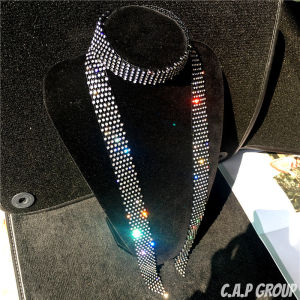 Vòng đeo cổ dây quàng đen đính đá kim cương nhân tạo Hàn Quốc có thể làm thắt lưng