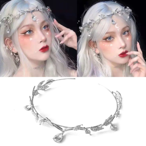 Silver Series Leaves Shape Hair Hoop Metal Headband Spring Summer Wedding Party Bride Baroque Style Styling Headwear