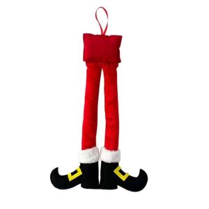 GAOSU Bright Striped Christmas Elf Legs Stuffed Plush with Lanyards Vehicle Christmas Decor Holiday Car Accessories Lightweight Car Hanging Ornament Car Owners