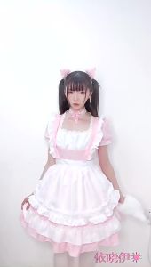 New womens black and white maid outfit cute Lolita dress cafe waitress uniform womens fashion dress
