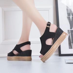 [Free Shipping] New Styles Of Plus-Size WomenS Sandals Featuring A Platform Sole Thick Soles And A Summer Design With Cut-Out Details And A Fish-Mouth Toe As Well As A Wedge Heel
